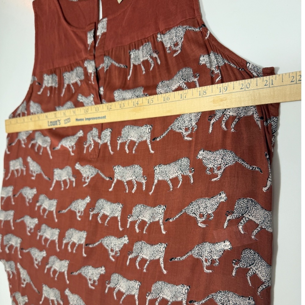 Lucky Brand Cheetah Print Boho Tank Top Large Rust Sleeveless Festival - Picture 11 of 13